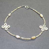 Sterling Silver 10" White Mother of Pearl Ankle Bracelet you choose length $18