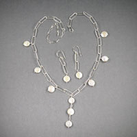 Sterling Silver 17"-21" Chain with Fresh Water Pearl Coins $58