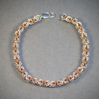 Sterling Silver & Copper Byzantine Bracelet $95
