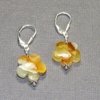 Sterling Silver Flower Jade Earrings $30