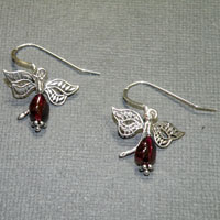 Sterling Silver Garnet Dragonly Earrings $24